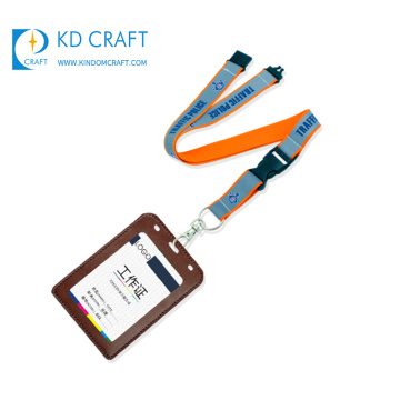 China manufacturer custom promotional silk screen printed reflective id card lanyard with buckle